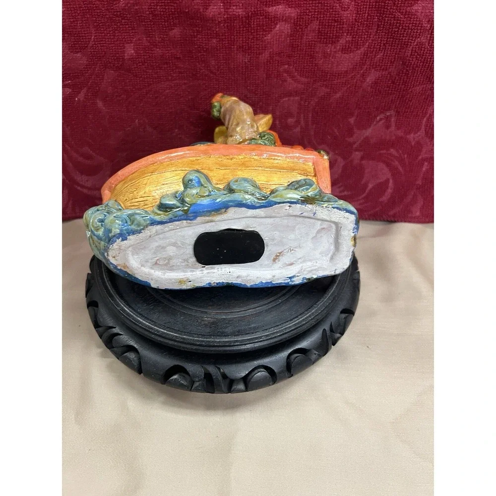 Vintage Ceramic Coin Bank Rabbit In Boat‎ (1217)